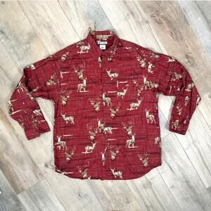 Columbia River Lodge Deer Hunting Long Sleeve Button Front Shirt XL